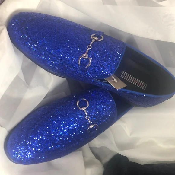 Chunky Men Mens Prom Loafers Bravo Shoes Blue Glitter Loafer Color: Blue  Size: 10 Annmarie058'S Closet